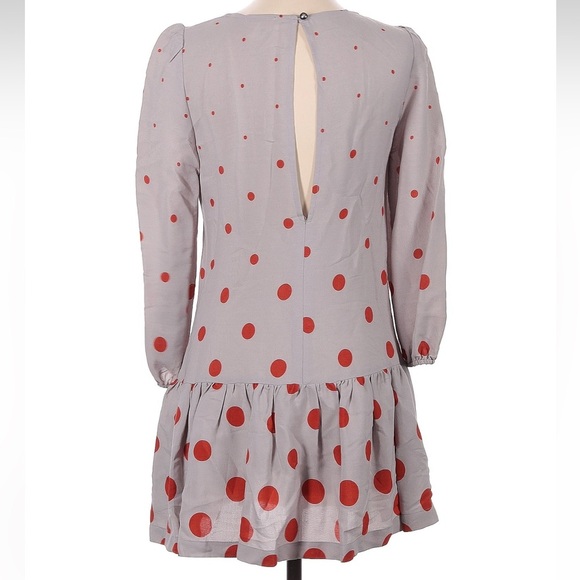 Anthropologie Meadow Rue Minutiae Polka Dot Drop Waist Ruffle Dress Women Size 0 - Picture 4 of 7